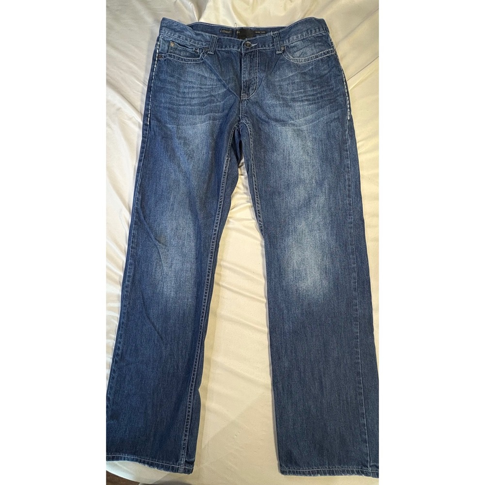 Helix Mens Straight Leg‎ Jeans Dark Wash Denim Casual Comfort Size 36x34